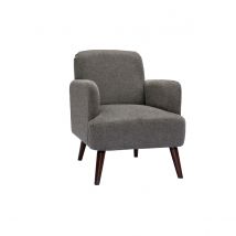 Skandinavischer Sessel Stoff mit Samteffekt in Grau mit dunklen Holzfüßen ISKO