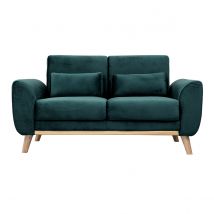 Skandinavisches 2-Sitzer-Sofa in petrol Samt EKTOR