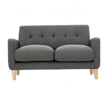 Skandinavisches Sofa 2-Sitzer aus dunkelgrauem Stoff LUNA
