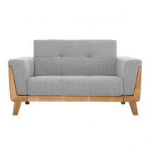 Skandinavisches Sofa 2-Sitzer in Hellgrau und Holz FJORD