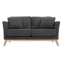 Sofa skandinavisch 2 Plätze Dunkelgrau und helle Holzbeine OSLO