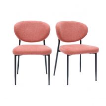 Stühle aus samtigem Textur-Terrakotta-Stoff und schwarzem Metall (2er-Set) BREKA