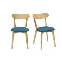 Stühle im Eichen-Vintage und pfauenblaue Sitzfläche (2er-Set) DOVE