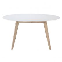 Tisch ausziehbar oval Weiß und helles Holz L150-200 LEENA