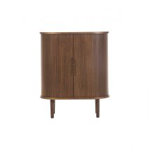 Vintage hoher Buffetschrank mit dunklen Nussbaum-Schiebetüren L70 cm EPIC