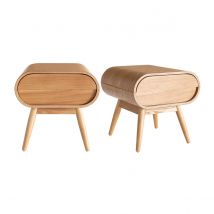 Vintage-Nachttisch mit Schublade aus hellem Holz B45 cm (2er-Set) BJORG