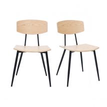 Vintage Stühle aus hellem Eichenholz und schwarzem Metall (Set von 2) JOLINE