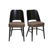 Vintage-Stühle dunkles Holz und Sitzfläche aus braunem Stoff (2er-Set) EDITO