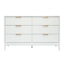 Weißes mattes Sideboard mit goldenem Metall 6 Schubladen L120 cm GIANA