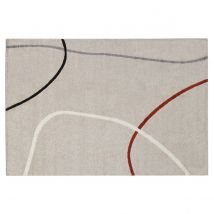 Alfombra de diseño gris y beige con estampado abstracto 200 x 290 cm LINER