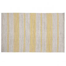 Alfombra rectangular beige con rayas amarillas 50 x 80 cm CABOURG