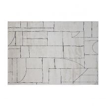Alfombra rectangular con estampado geométrico blanco roto y negro 160 x 230 cm ENVY