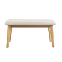 Banco escandinavo en tela de terciopelo texturizado beige y madera clara L92 cm ELION