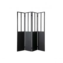 Biombo 4 paneles en metal negro y cristal RACK