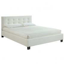 Cama 160 x 200 PU blanca acolchada MARQUISE