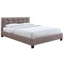 Cama 160 x 200 tela camel acolchada MARQUISE