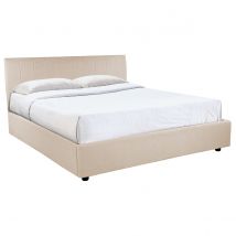 Cama canapé 160x200 cm efecto terciopelo beige MACHA