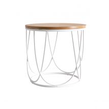 Mesa auxiliar madera y metal blanco 42 cm LACE
