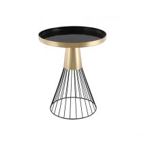 Mesa auxiliar redonda de acero lacado negro y dorado 41 cm diám. SPLEEN