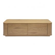 Mesa de centro rectangular con almacenamiento 2 cajones acabado madera clara roble L120 cm NEGAN