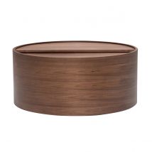Mesa de centro redonda de madera oscura nogal con bandeja giratoria y almacenamiento D80 cm DALI