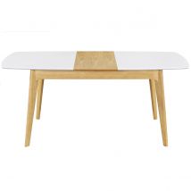 Mesa extensible nórdica blanca y madera MEENA