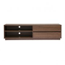 Mueble de TV acabado en madera oscura nogal 2 cajones L160 cm MADERO