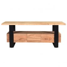 Mueble TV con 3 cajones de madera de acacia maciza y metal 130 cm WAYI