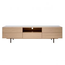 Mueble TV de diseño con armarios de madera de roble claro y metal negro 180 cm ALASKA