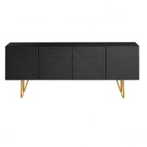 Mueble TV de diseño en negro y metal dorado 140 cm OZEN