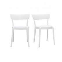 Set de 2 sillas apilables de plástico blanco para interior/exterior RIOS