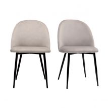 Set de 2 sillas de diseño de terciopelo color topo y metal negro JOVI