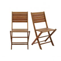 Set de 2 sillas de jardín plegables de acacia maciza CANOPEE