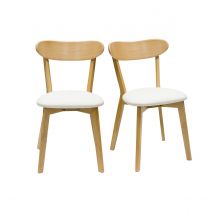 Set de 2 sillas vintage de madera de roble claro y borreguillo DOVE