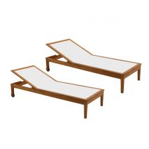 Set de 2 tumbonas blanco y madera maciza NAVEEN