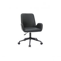 Silla de escritorio de poliuretano negro y metal negro ALBAN