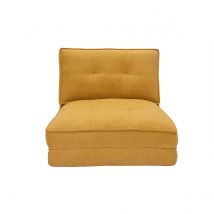 Sillón cama de 1 plaza de tejido efecto aterciopelado amarillo mostaza SALLY