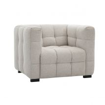 Sillón de diseño en tela efecto terciopelo texturizado beige CORTO