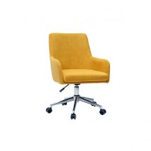 Sillón de escritorio diseño terciopelo amarillo mostaza SHANA