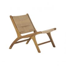 Sillón lounge de madera de teca maciza y cuerda trenzada YARI
