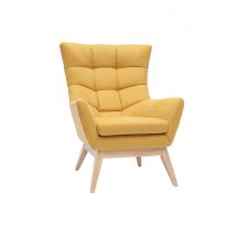 Sillón tejido efecto aterciopelado texturizado amarillo mostaza BRODY