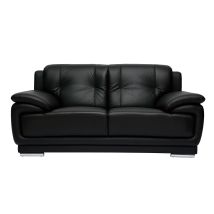 Sofá de piel de búfalo de diseño 2 plazas negro TAMARA
