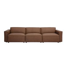 Sofá modular vintage de 4 plazas en cuero marrón SPLIT