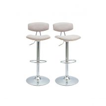 Taburetes de bar ajustables de diseño en tela de terciopelo beige texturizado y metal (juego de 2) VASCO