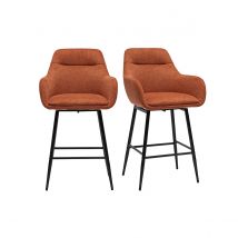 Taburetes de bar giratorios 360° en tela efecto terciopelo texturizado tierra quemada y metal H65.5 cm (juego de 2) ALESS