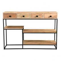 Console 4 cassetti in acacia e metallo nero L115 cm GRENELLE