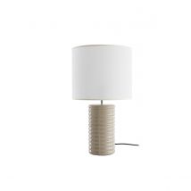 Lampada da tavolo in ceramica smaltata talpa e paralume écru BERRO