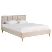 Letto matrimoniale 160x200 cm in tessuto beige DIANE