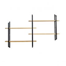 Mensola murale in legno massello di mango e metallo nero L122 cm AKINA
