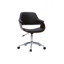 Poltrona da ufficio design nero e legno scuro HANSEN